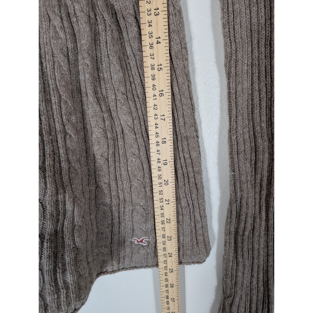 Hollister Women Y2K Small Taupe Brown Square Neck Ribbed Cable Knit Sweater Top - Picture 5 of 8